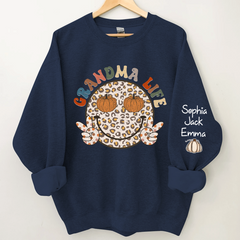 Lofaris Grandma Life Smiley Face Retro Autumn Happy Sweatshirt