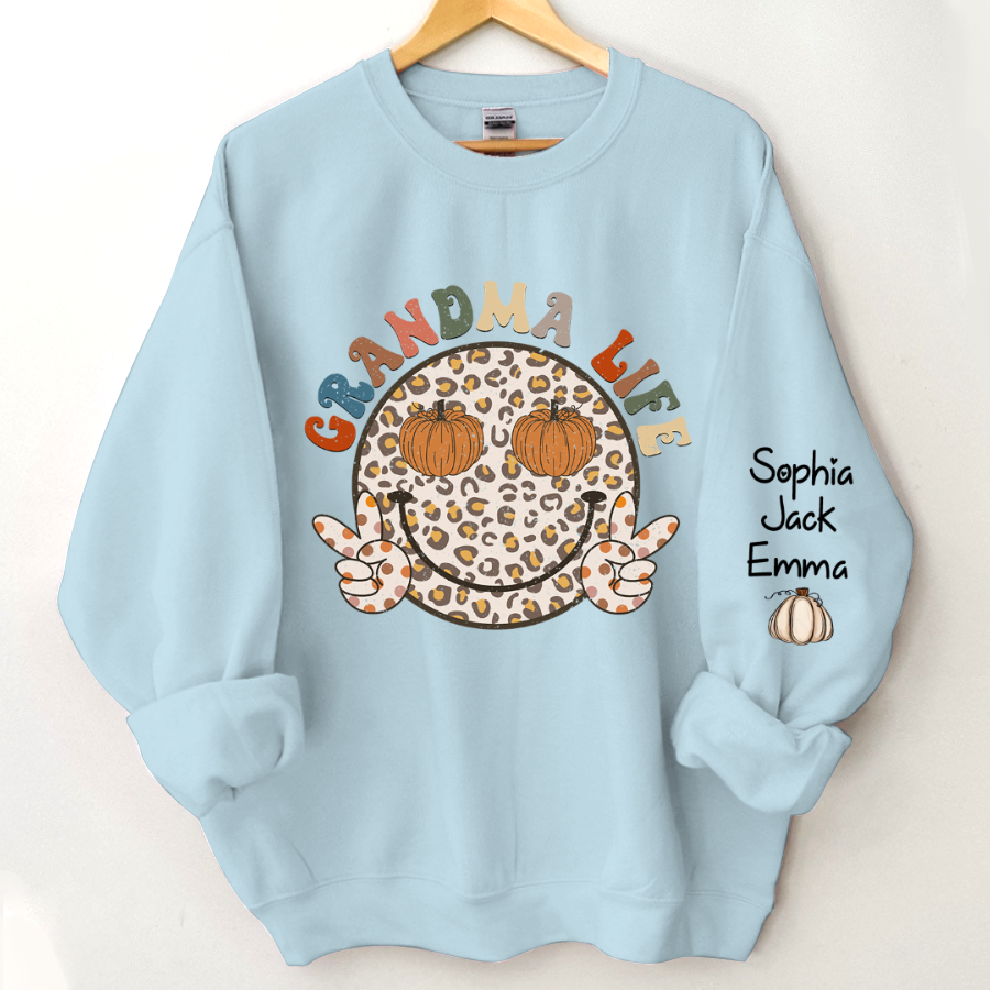 Lofaris Grandma Life Smiley Face Retro Autumn Happy Sweatshirt
