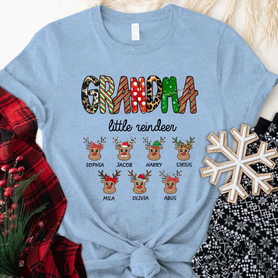 Lofaris Grandma Little Reindeer Custom Christmas T-Shirt
