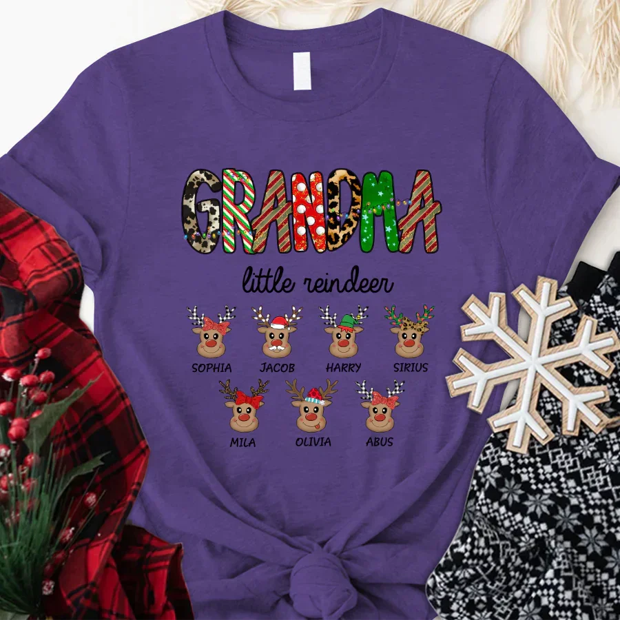 Lofaris Grandma Little Reindeer Custom Christmas T-Shirt