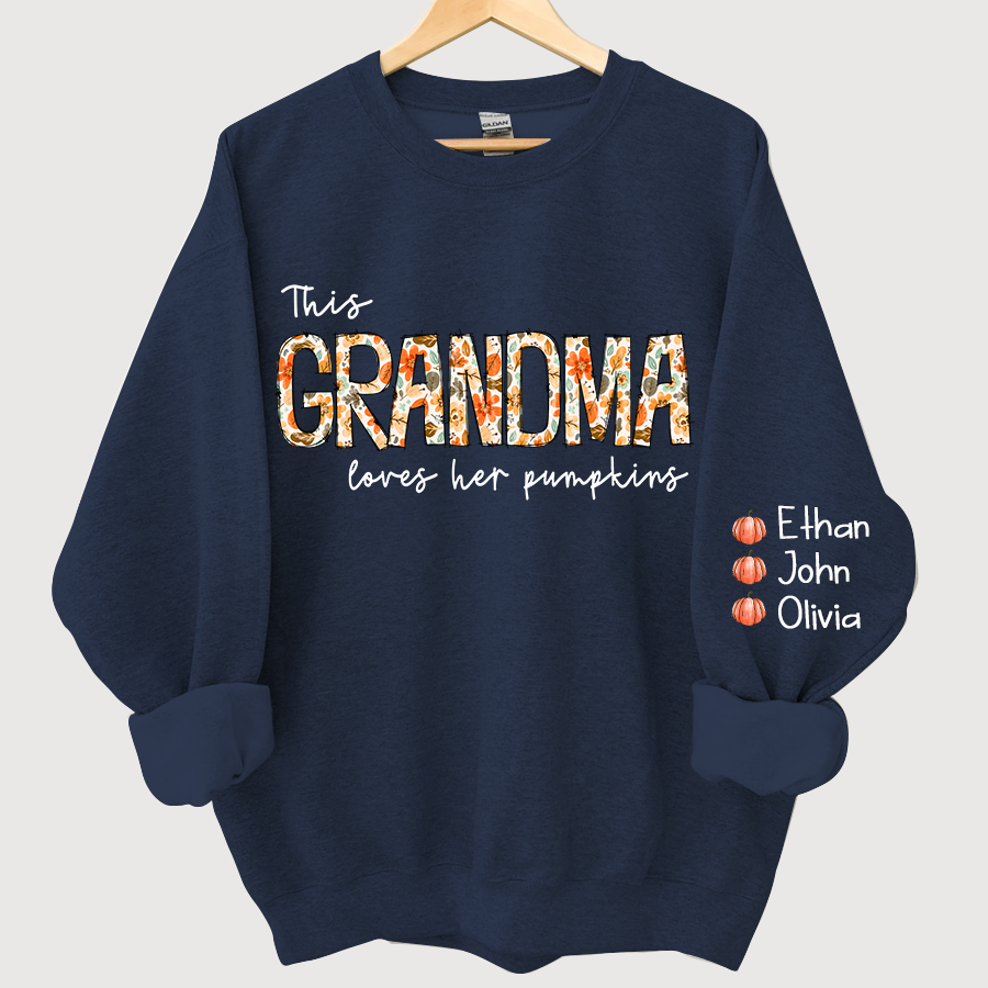 Lofaris Grandma Loves Her Pumpkins Floral Custom Sweatshirt