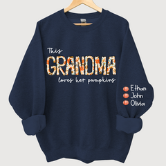 Lofaris Grandma Loves Her Pumpkins Floral Custom Sweatshirt