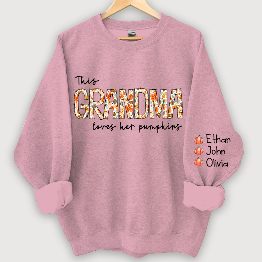 Lofaris Grandma Loves Her Pumpkins Floral Custom Sweatshirt