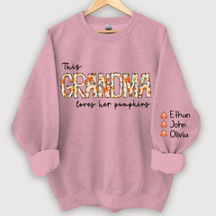 Lofaris Grandma Loves Her Pumpkins Floral Custom Sweatshirt