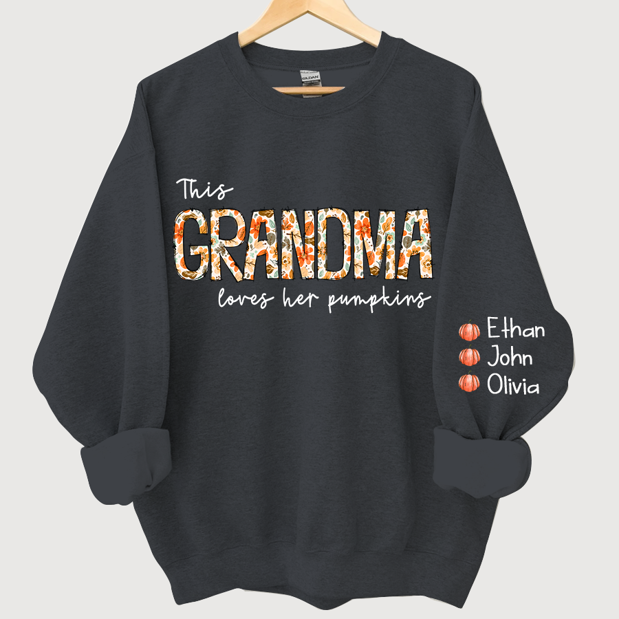 Lofaris Grandma Loves Her Pumpkins Floral Custom Sweatshirt