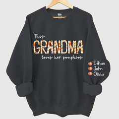 Lofaris Grandma Loves Her Pumpkins Floral Custom Sweatshirt