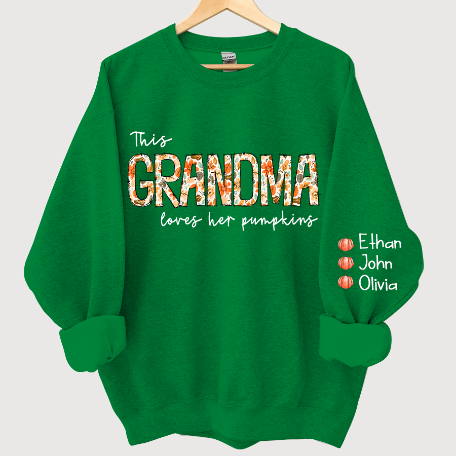 Lofaris Grandma Loves Her Pumpkins Floral Custom Sweatshirt