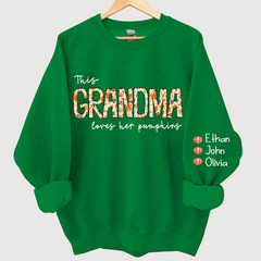Lofaris Grandma Loves Her Pumpkins Floral Custom Sweatshirt