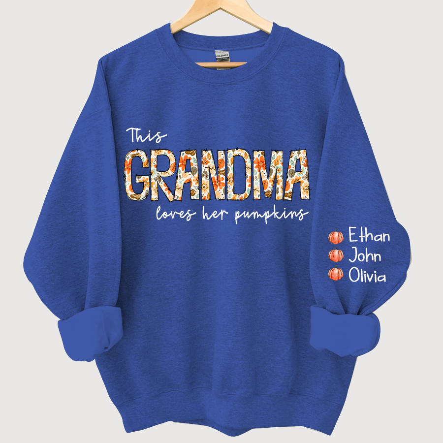 Lofaris Grandma Loves Her Pumpkins Floral Custom Sweatshirt