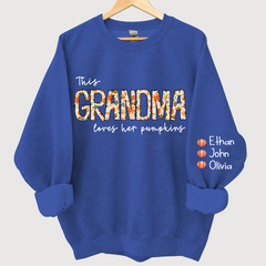 Lofaris Grandma Loves Her Pumpkins Floral Custom Sweatshirt