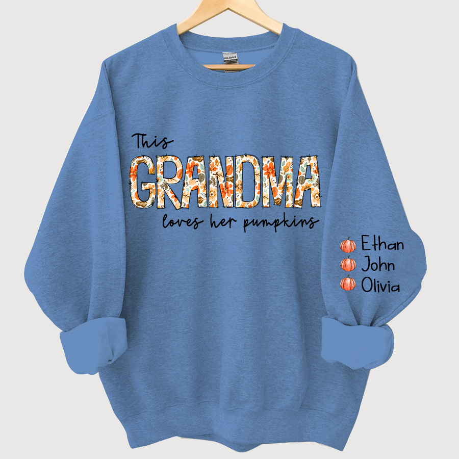 Lofaris Grandma Loves Her Pumpkins Floral Custom Sweatshirt