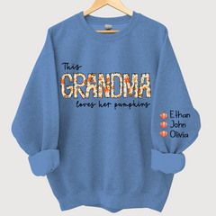 Lofaris Grandma Loves Her Pumpkins Floral Custom Sweatshirt