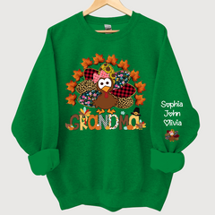 Lofaris Nana And Grandkids Thanksgiving Autumn Turkey Sweatshirt