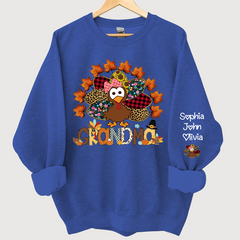 Lofaris Nana And Grandkids Thanksgiving Autumn Turkey Sweatshirt