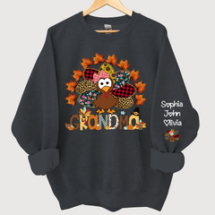 Lofaris Nana And Grandkids Thanksgiving Autumn Turkey Sweatshirt