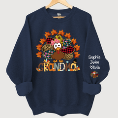 Lofaris Nana And Grandkids Thanksgiving Autumn Turkey Sweatshirt