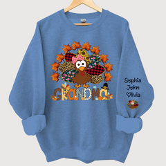 Lofaris Nana And Grandkids Thanksgiving Autumn Turkey Sweatshirt