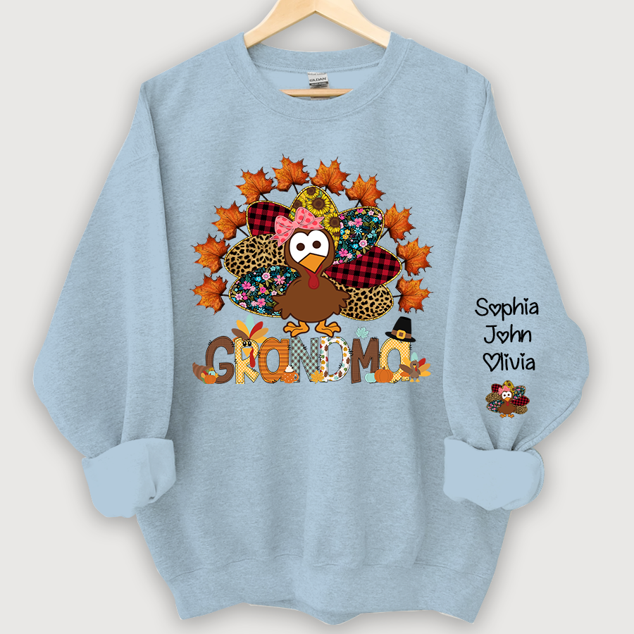 Lofaris Nana And Grandkids Thanksgiving Autumn Turkey Sweatshirt
