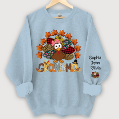 Lofaris Nana And Grandkids Thanksgiving Autumn Turkey Sweatshirt