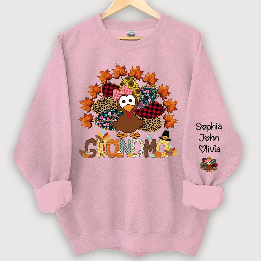 Lofaris Nana And Grandkids Thanksgiving Autumn Turkey Sweatshirt