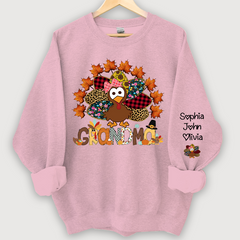 Lofaris Nana And Grandkids Thanksgiving Autumn Turkey Sweatshirt