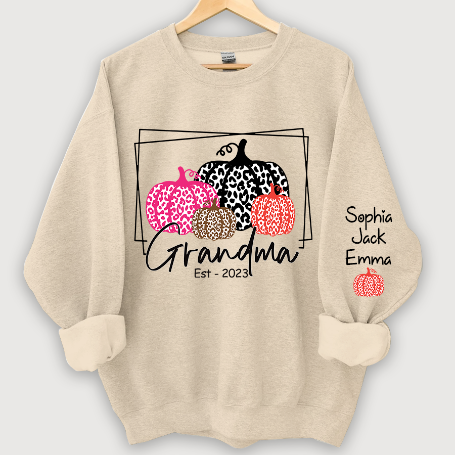 Lofaris Grandma Pumpkin Leopard Color Est Custom Sweatshirt