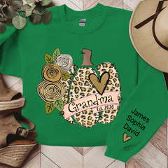 Lofaris Grandma Pumpkin Leopard Flower Custom Sweatshirt