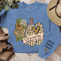 Lofaris Grandma Pumpkin Leopard Flower Custom Sweatshirt