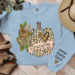 Lofaris Grandma Pumpkin Leopard Flower Custom Sweatshirt