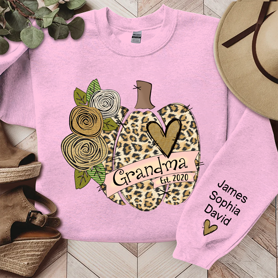 Lofaris Grandma Pumpkin Leopard Flower Custom Sweatshirt
