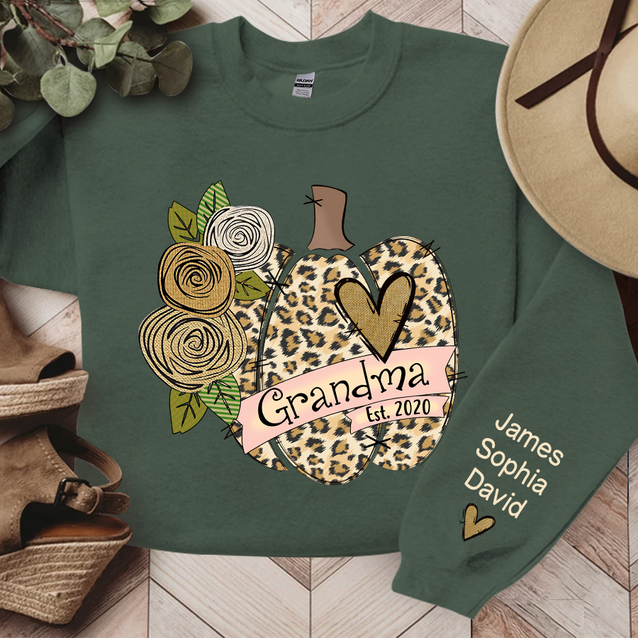 Lofaris Grandma Pumpkin Leopard Flower Custom Sweatshirt