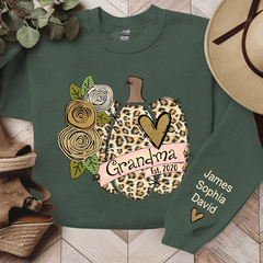 Lofaris Grandma Pumpkin Leopard Flower Custom Sweatshirt