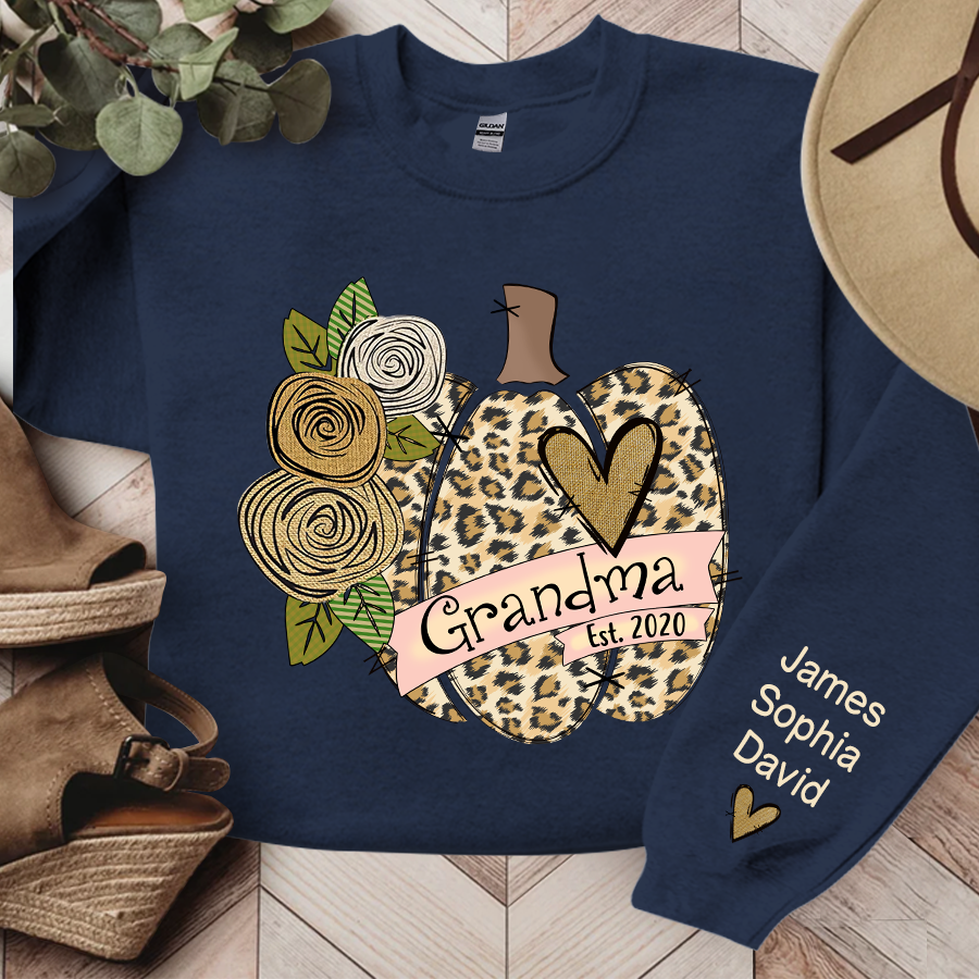 Lofaris Grandma Pumpkin Leopard Flower Custom Sweatshirt