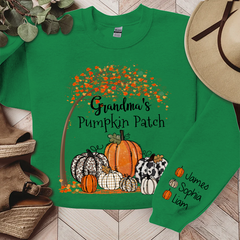Lofaris Grandma Pumpkin Patch Autumn Custom Name Sweatshirt