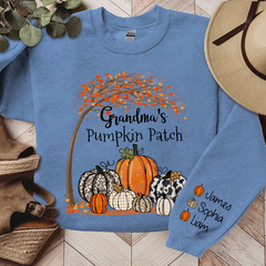 Lofaris Grandma Pumpkin Patch Autumn Custom Name Sweatshirt