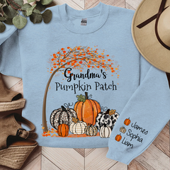 Lofaris Grandma Pumpkin Patch Autumn Custom Name Sweatshirt