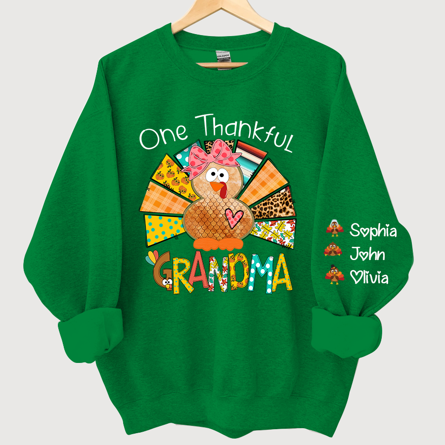 Lofaris Grandma Turkey Custom Name Thanksgiving Sweatshirt