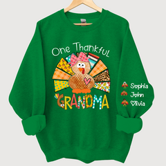 Lofaris Grandma Turkey Custom Name Thanksgiving Sweatshirt