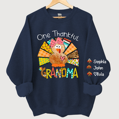 Lofaris Grandma Turkey Custom Name Thanksgiving Sweatshirt
