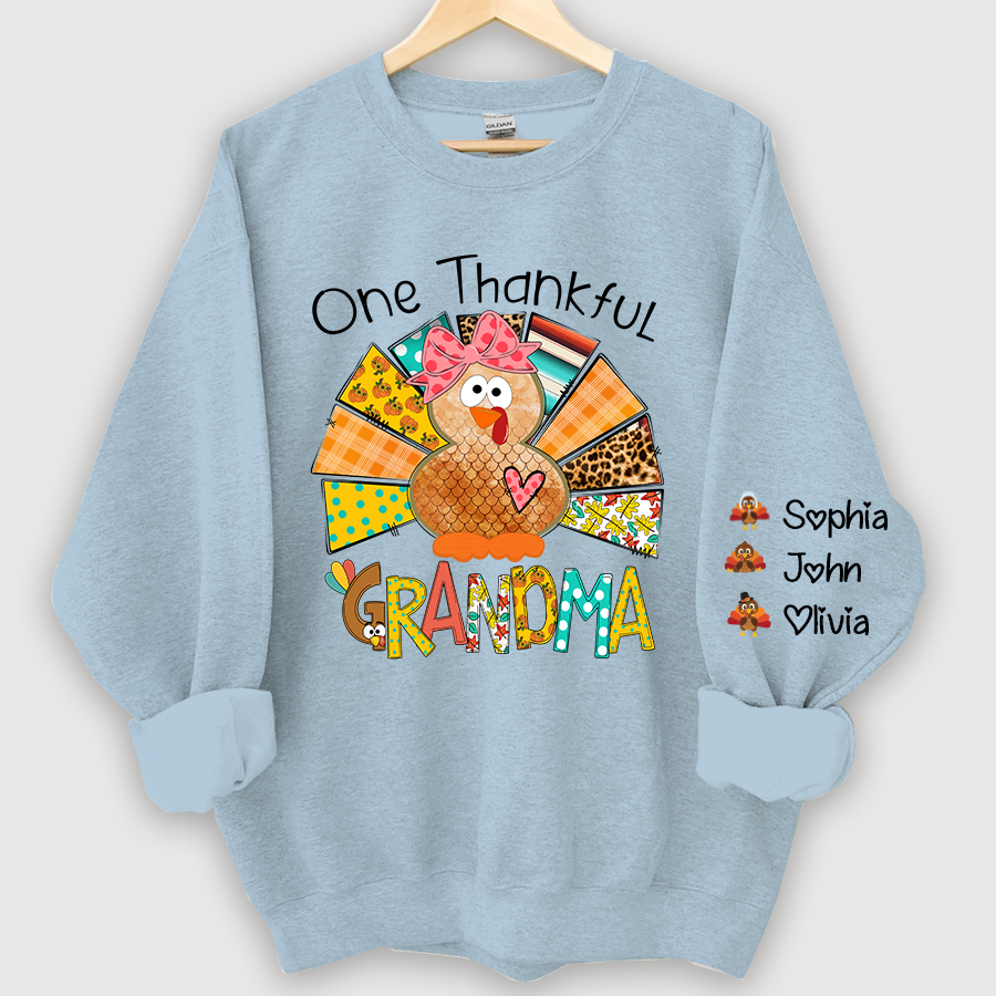 Lofaris Grandma Turkey Custom Name Thanksgiving Sweatshirt