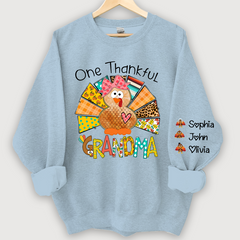 Lofaris Grandma Turkey Custom Name Thanksgiving Sweatshirt