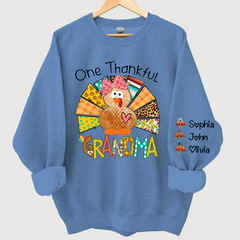 Lofaris Grandma Turkey Custom Name Thanksgiving Sweatshirt