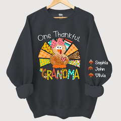 Lofaris Grandma Turkey Custom Name Thanksgiving Sweatshirt