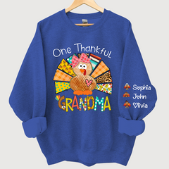 Lofaris Grandma Turkey Custom Name Thanksgiving Sweatshirt