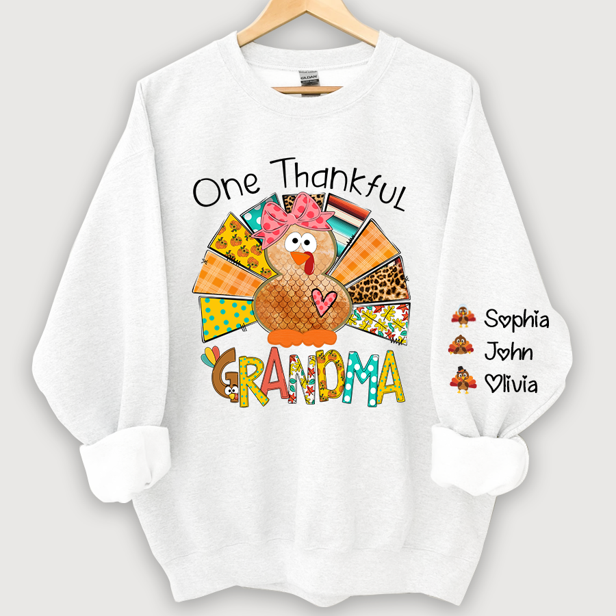 Lofaris Grandma Turkey Custom Name Thanksgiving Sweatshirt