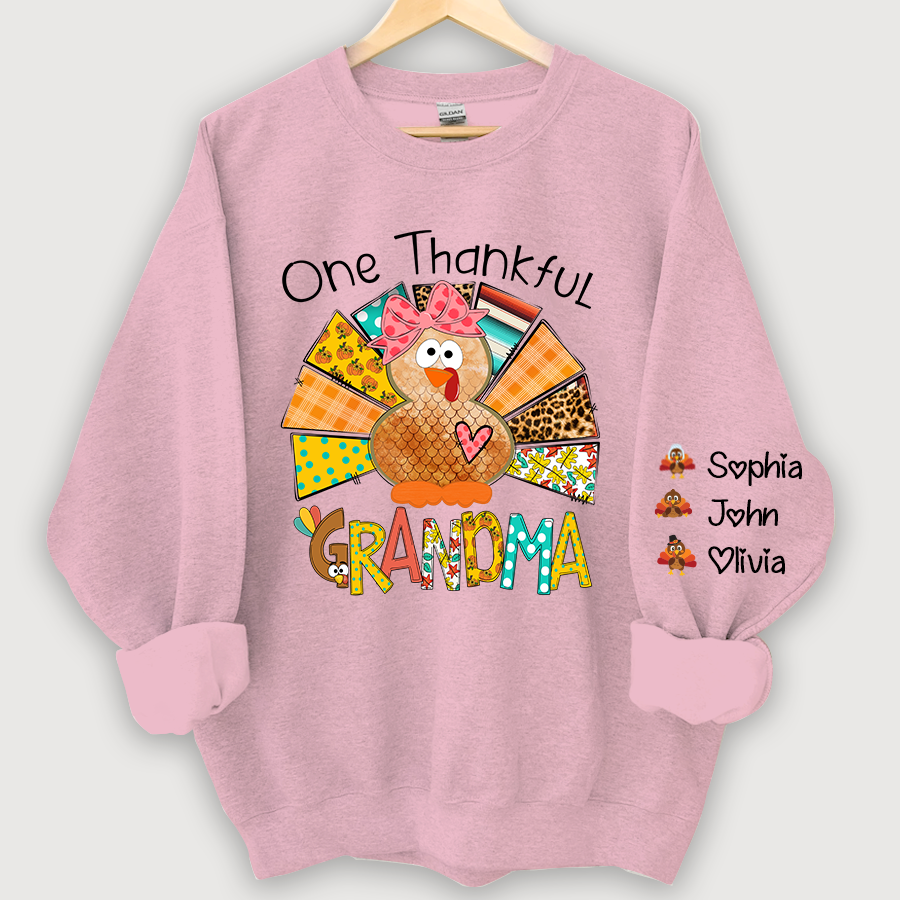 Lofaris Grandma Turkey Custom Name Thanksgiving Sweatshirt