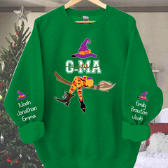 Lofaris Personalized Grandma Witch Shirt Custom with Grandkids Names Fall Halloween Sweatshirt 3
