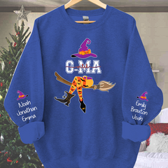 Lofaris Personalized Grandma Witch Shirt Custom with Grandkids Names Fall Halloween Sweatshirt 3