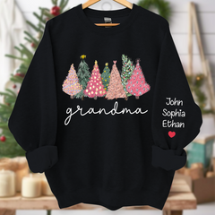 Lofaris Grandma Xmas Trees Pink Green Custom Sweatshirt
