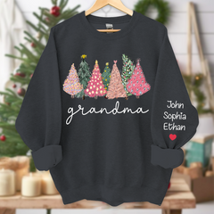 Lofaris Grandma Xmas Trees Pink Green Custom Sweatshirt